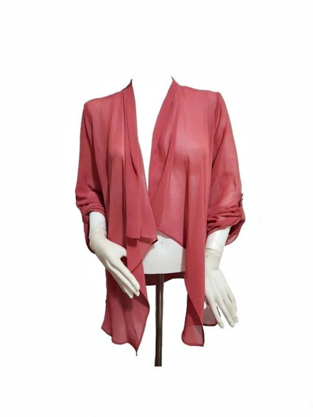 Investments Petites Chiffon Draped Tunic in Red Size PS NWT